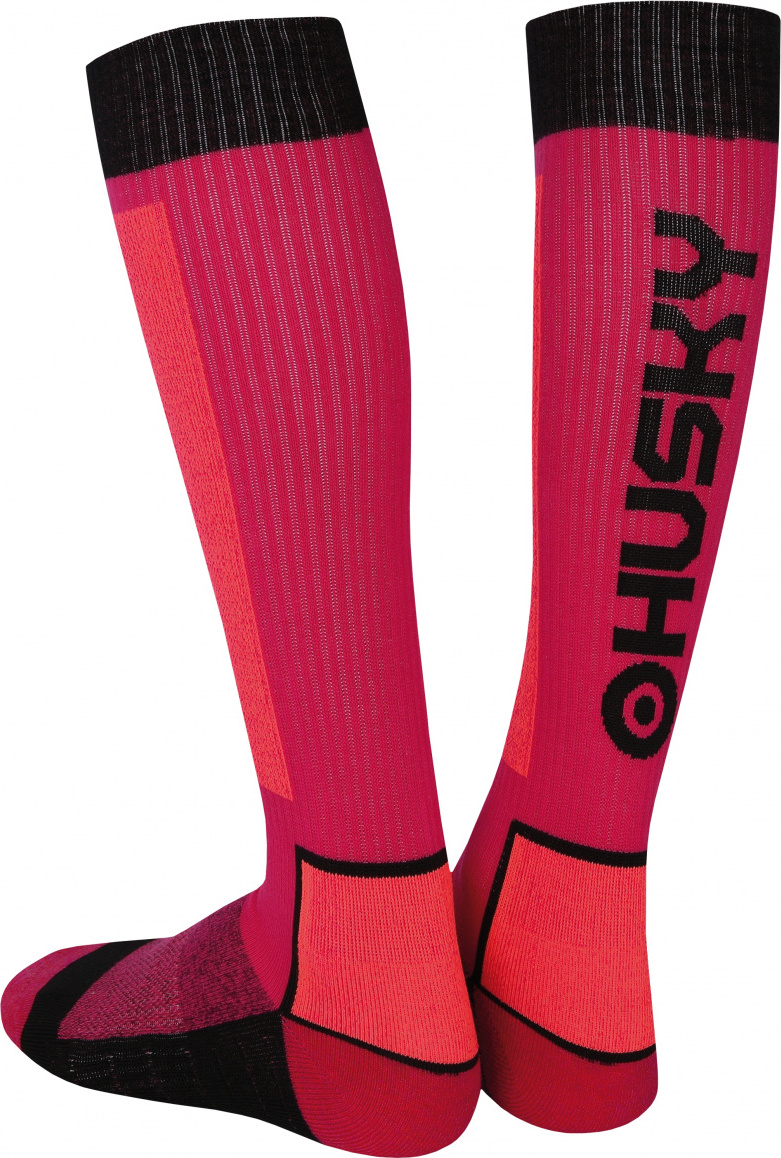 Lyžařské ponožky HUSKY Snow Wool růžová/černá Velikost: M (36-40)