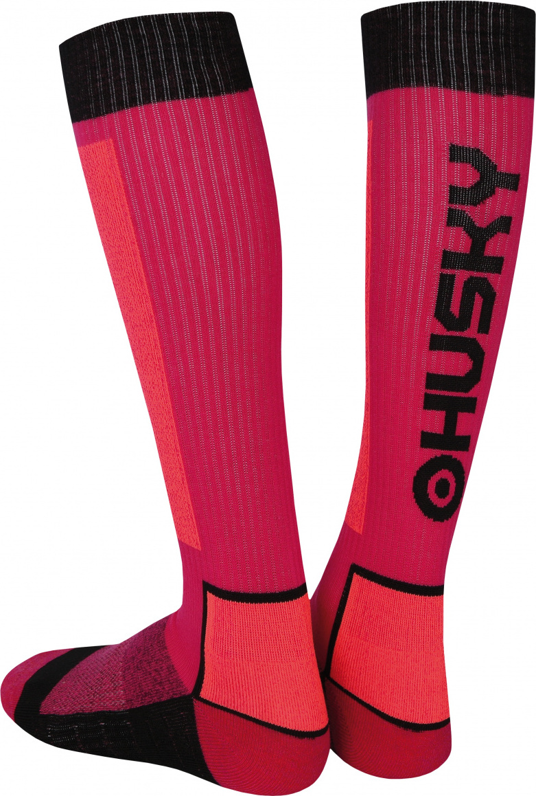 Lyžařské ponožky HUSKY Snow Wool růžová/černá Velikost: L (41-44)