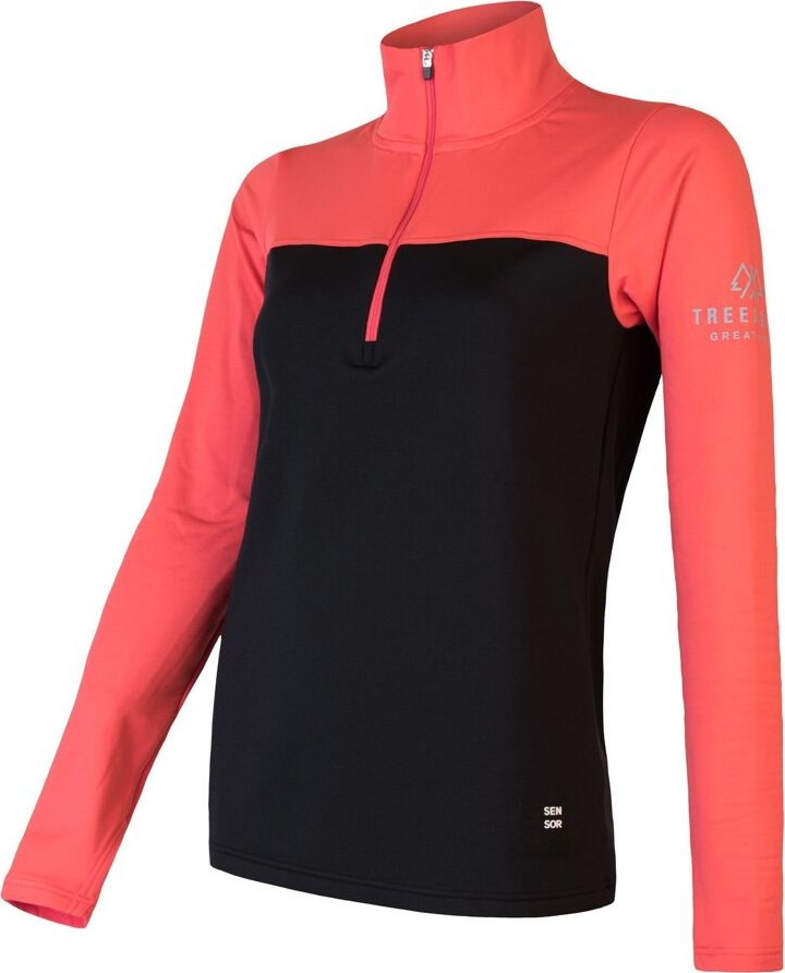 Dámská termo mikina SENSOR Coolmax Thermo zip černá/korál Barva: černá, Velikost: L