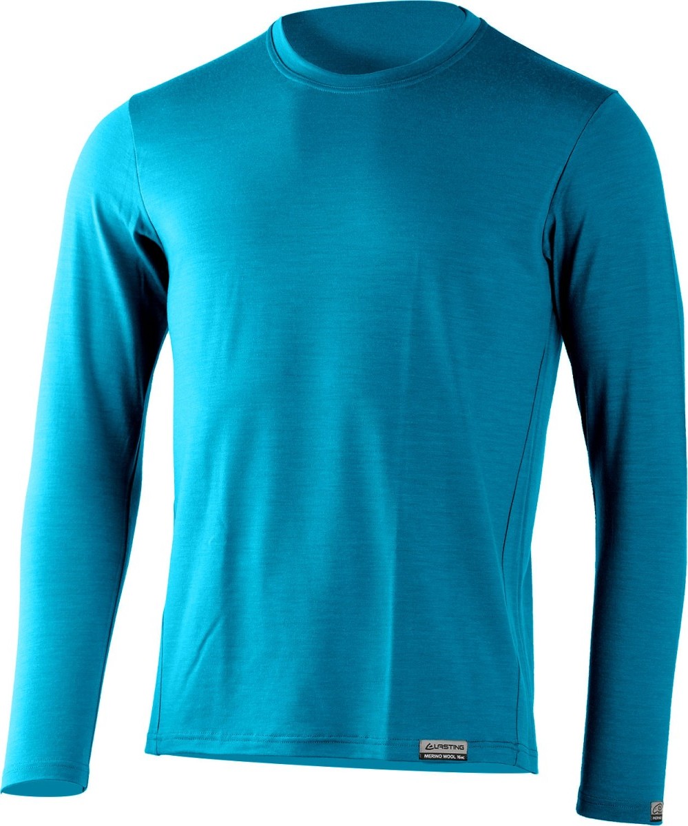 Pánské merino triko LASTING Alan modré Velikost: M
