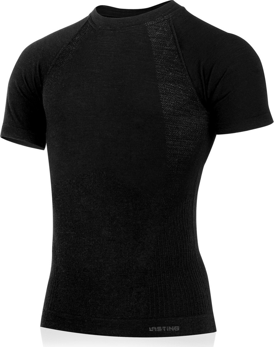 Pánské merino triko LASTING Mabel černé Velikost: L/XL