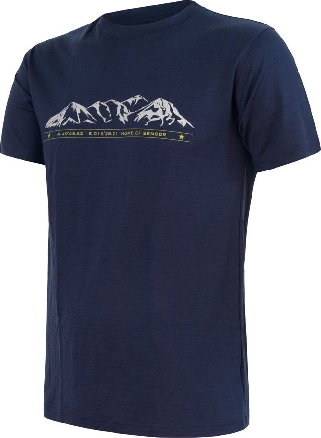 Pánské merino triko SENSOR Active Pt Mountains deep blue Velikost: M, Barva: Modrá