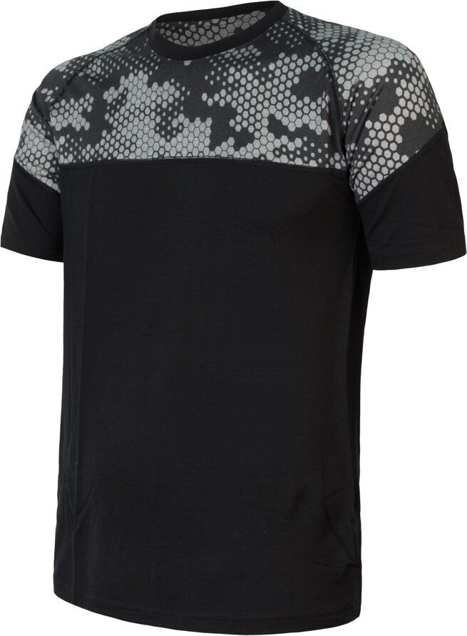 Pánské merino triko SENSOR Impress černá/honeycomb Barva: černá, Velikost: M
