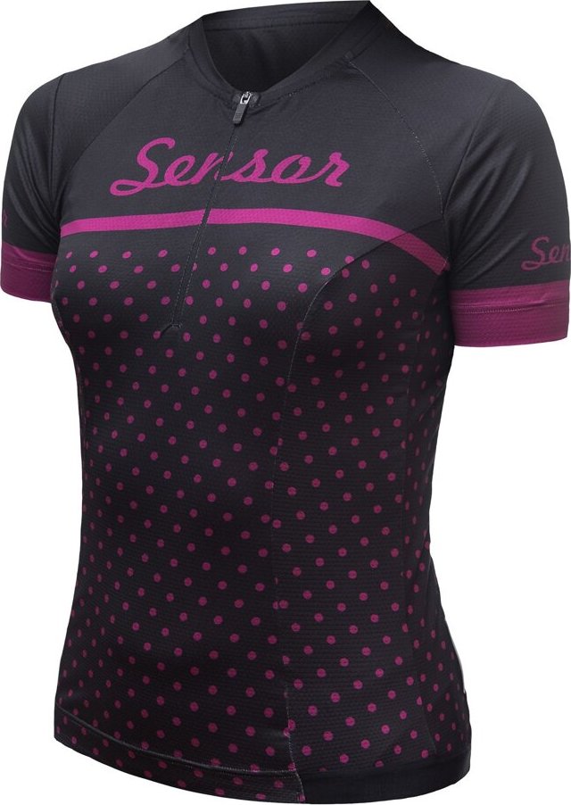 Dámský cyklistický dres SENSOR Cyklo Tour black dots Velikost: S, Barva: černá