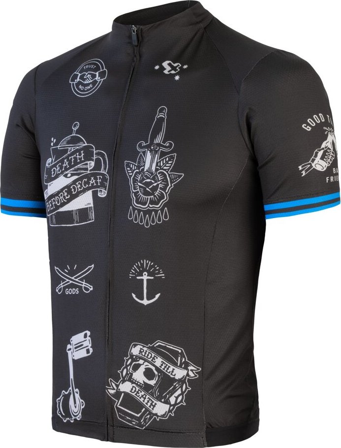 Pánský cyklistický dres SENSOR Cyklo Tour black tattoo Velikost: M, Barva: černá