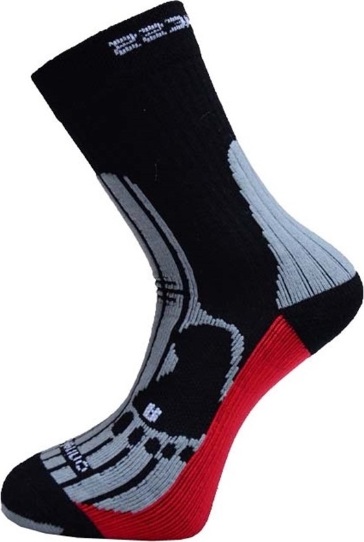 Turistické merino ponožky PROGRESS černá/šedá/červená Velikost: 3-5