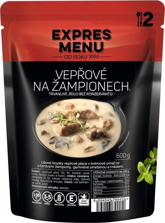 Vepřové na žampionech EXPRES MENU (2 porce)