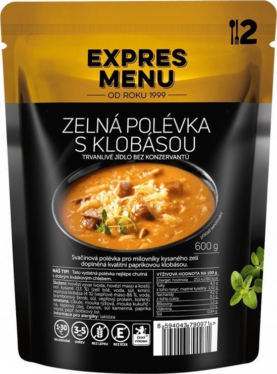 Zelná polévka s klobásou EXPRES MENU (2 porce)
