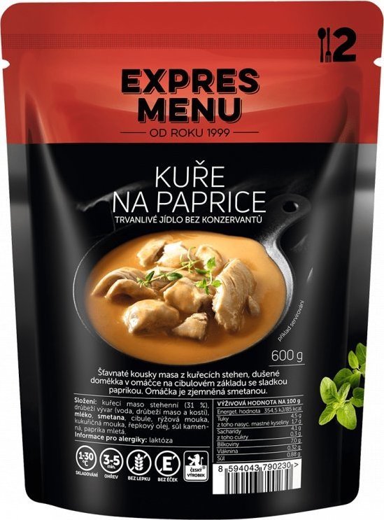 Kuře na paprice EXPRES MENU (2 porce)