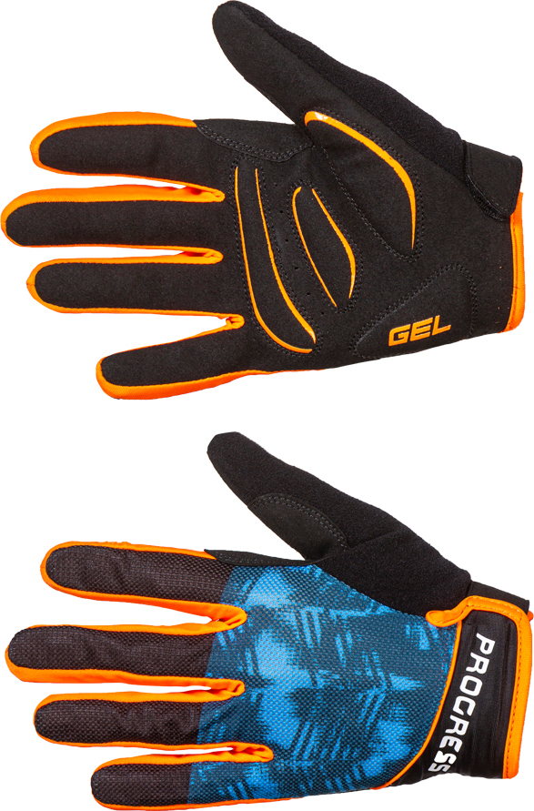 Cyklistické rukavice PROGRESS Ripper Gloves černá/tyrkys/oranž Velikost: XXL