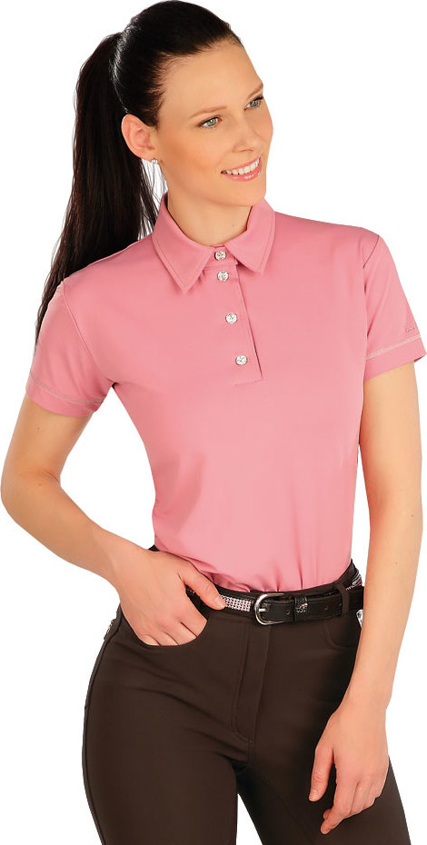 Dámsko polo tričko s krátkým rukávem LITEX FOR RIDERS růžová Velikost: L, Barva: starorůžová