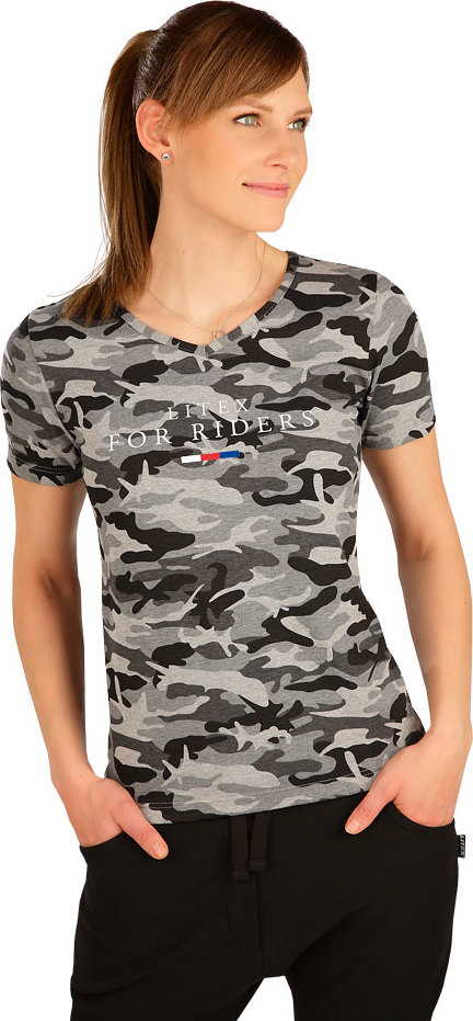 Dámské triko s krátkým rukávem LITEX FOR RIDERS šedá camuflage Velikost: S