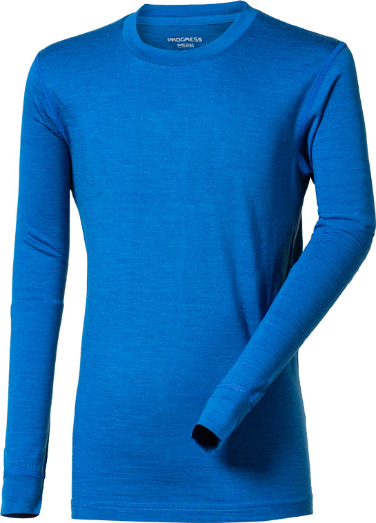 Dětské merino triko PROGRESS Original Ls modrý melír Velikost: 164/1