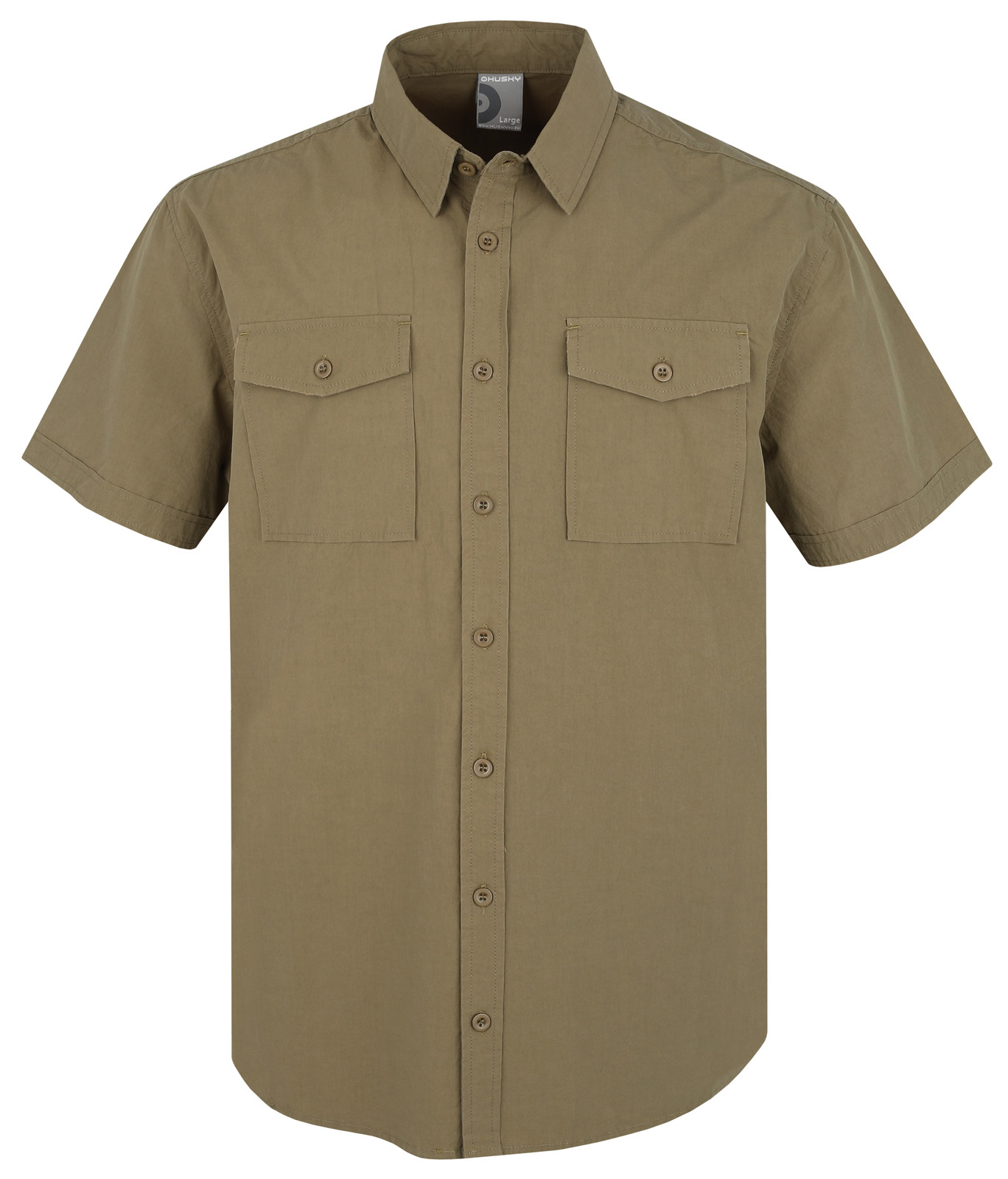 Pánská košile HUSKY s krátkým rukávem Grimy M khaki Velikost: XL