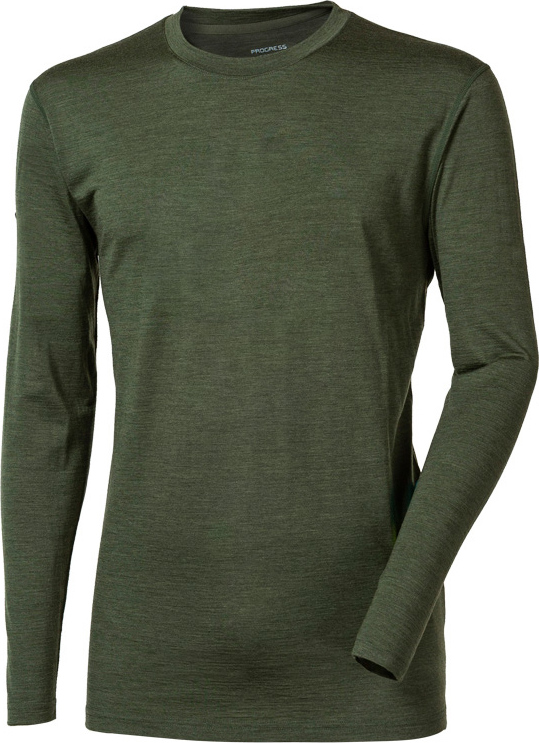 Pánské merino triko PROGRESS Original LS khaki Velikost: M