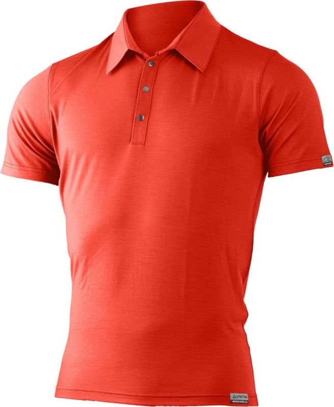 Pánská merino polo košile LASTING Boris červená Velikost: XL