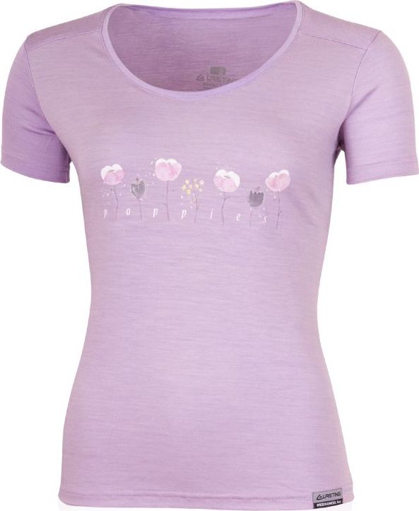 Dámské merino triko LASTING Poppy fialové Velikost: XL