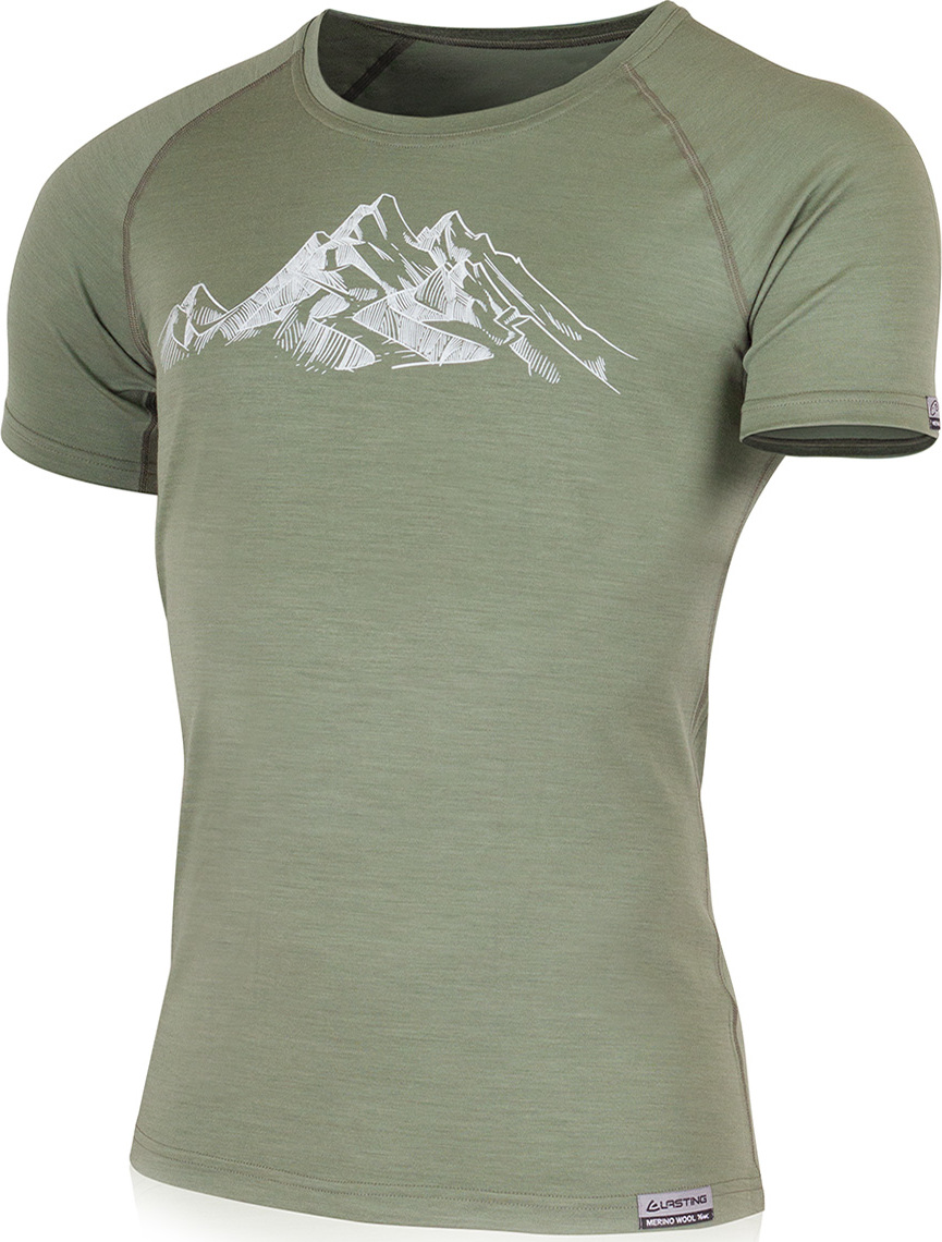 Dámské merino triko LASTING Hila zelené Velikost: XL