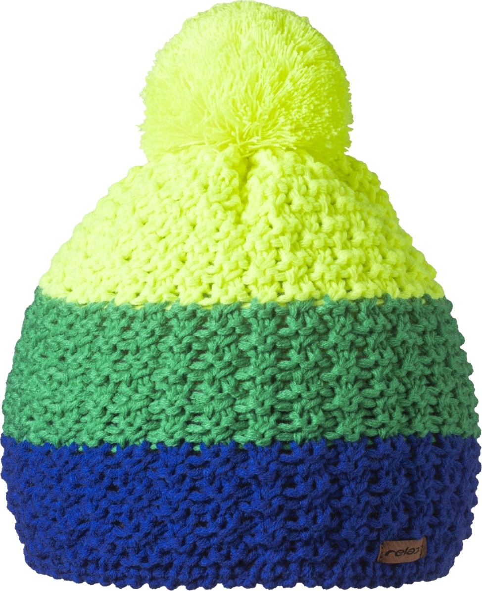 Zimní čepice RELAX Bar modrá, neon zelená, neon žlutá
