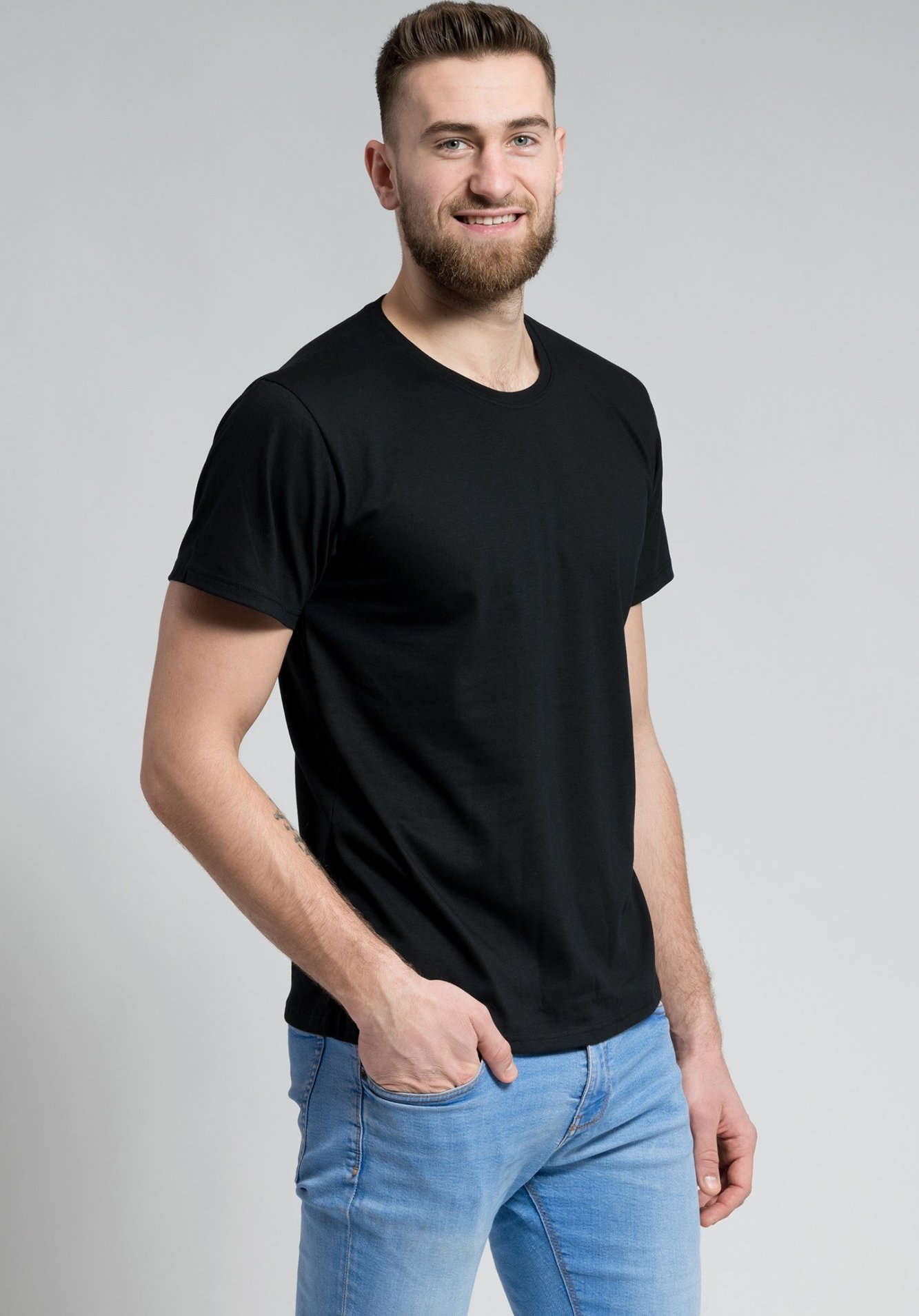 Pánské bavlněné tričko CityZen s kulatým výstřihem černé Velikost: XL