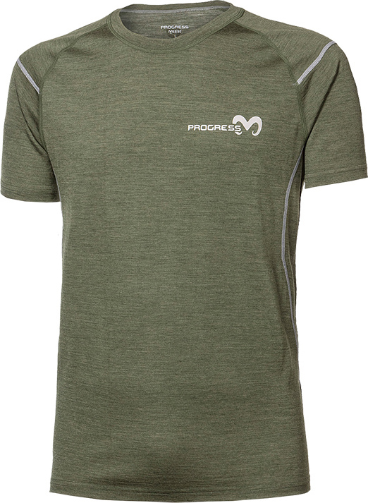 Pánské merino triko PROGRESS Mw Nkr khaki melír Velikost: M