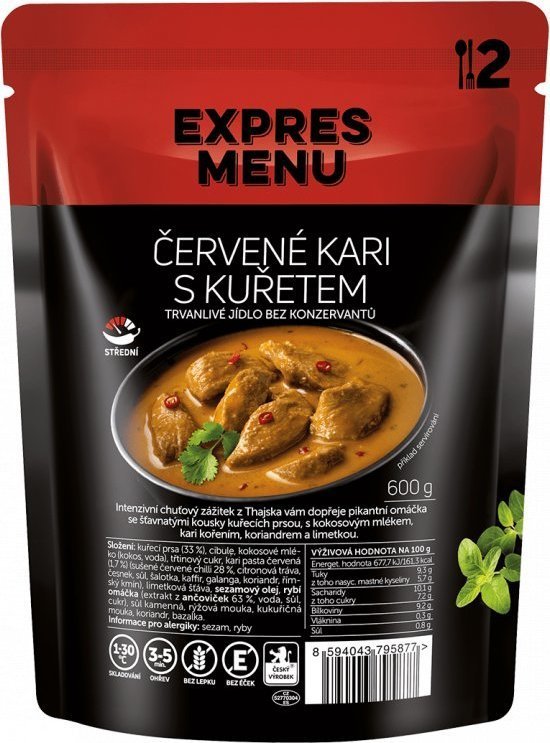 Červené kari s kuřetem EXPRESS MENU (2 porce)