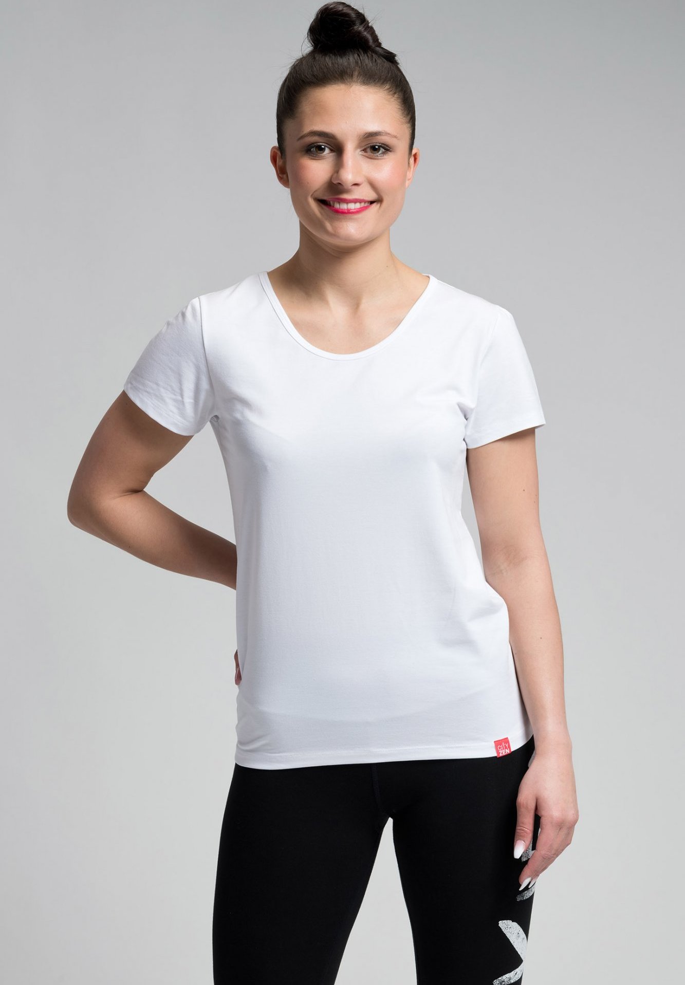 Dámské bavlněné triko CITYZEN bílé, klasické, s elastanem Velikost: XL/42