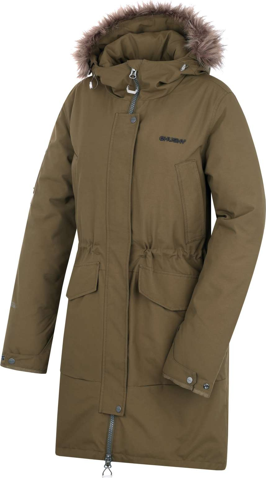 Dámský zimní kabát HUSKY Nelidas L dark khaki Velikost: XL