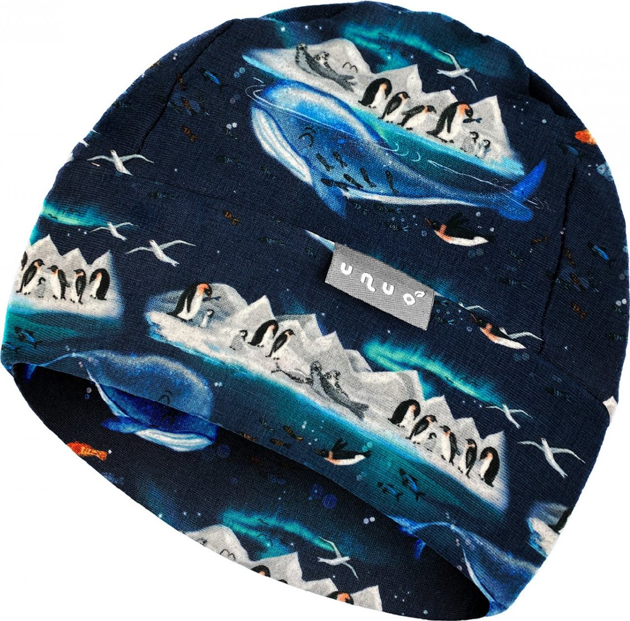 Dětská fleecová čepice UNUO Sport, Tučňáci Velikost: S (45 - 48 cm)