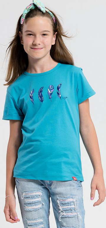 Dětské bavlněné tričko CITYZEN petrolejové s potiskem Velikost: 152-158