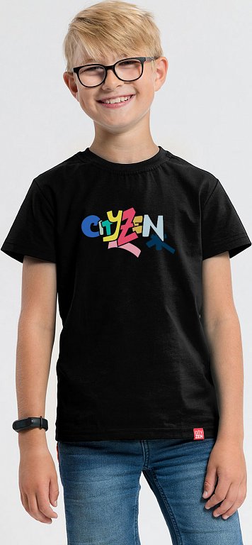 Dětské bavlněné tričko CITYZEN černé s potiskem Velikost: 128-134