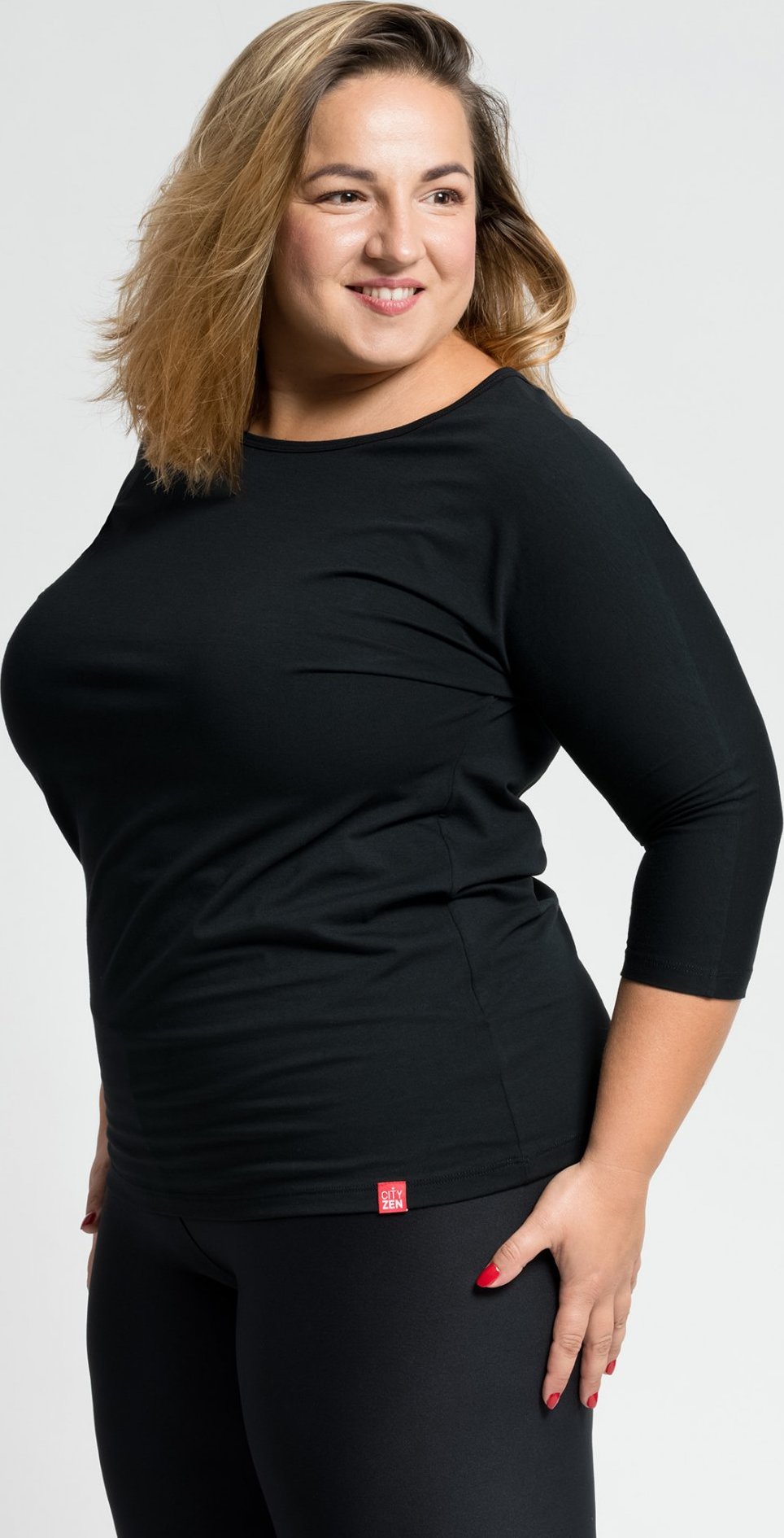 Dámské bavlněné triko CITYZEN Plus Size černé s elastanem Velikost: 46