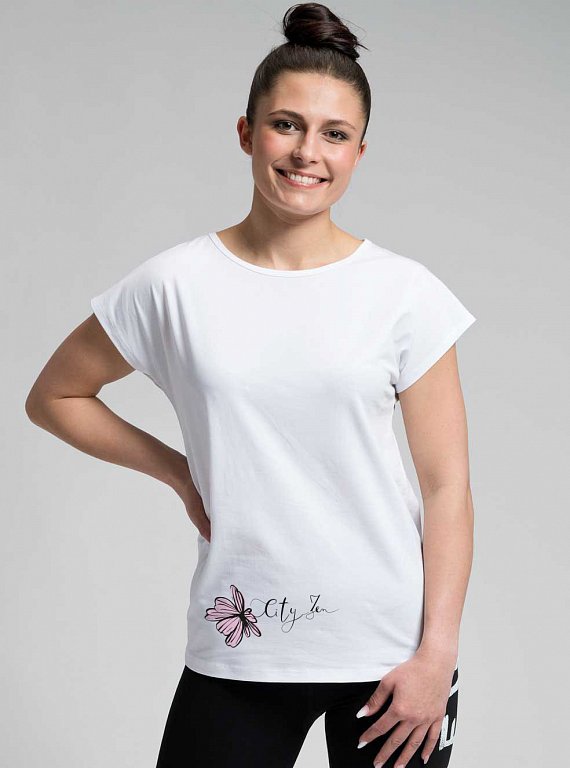 Dámské bavlněné triko CITYZEN bílé s potiskem, kimono Velikost: XXL/46
