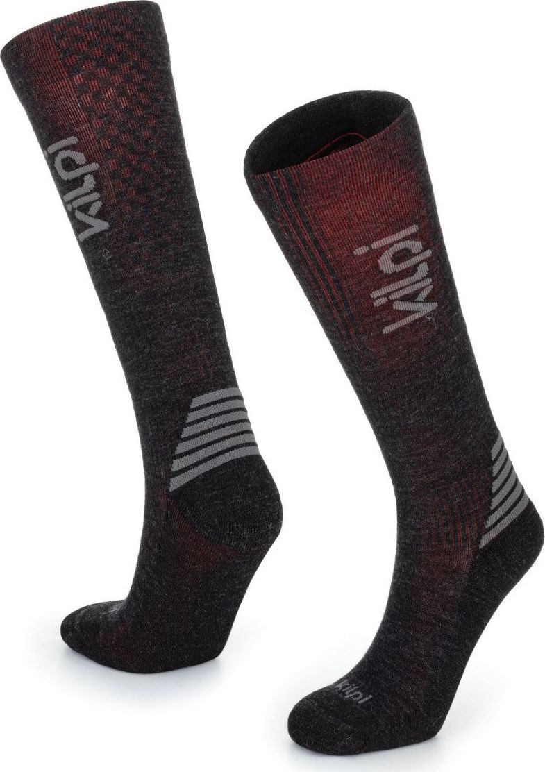 Lyžařské merino ponožky KILPI Perosa černé/červené Velikost: 43
