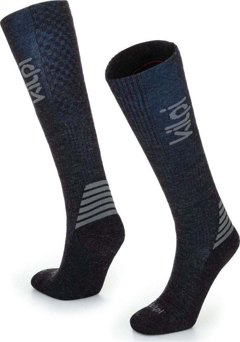 Lyžařské merino ponožky KILPI Perosa černé/modré Velikost: 35