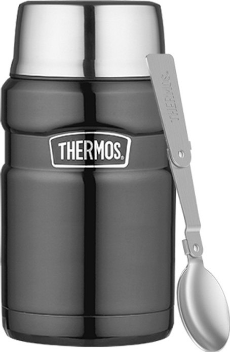 Termoska na jídlo THERMOS Style se skládací lžící a šálkem - metalicky šedá 710 ml