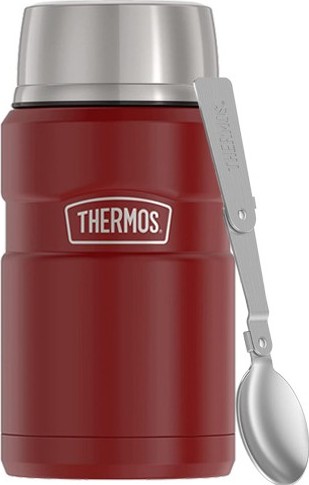 Termoska na jídlo THERMOS Style se skládací lžící a šálkem - rustic red 710 ml