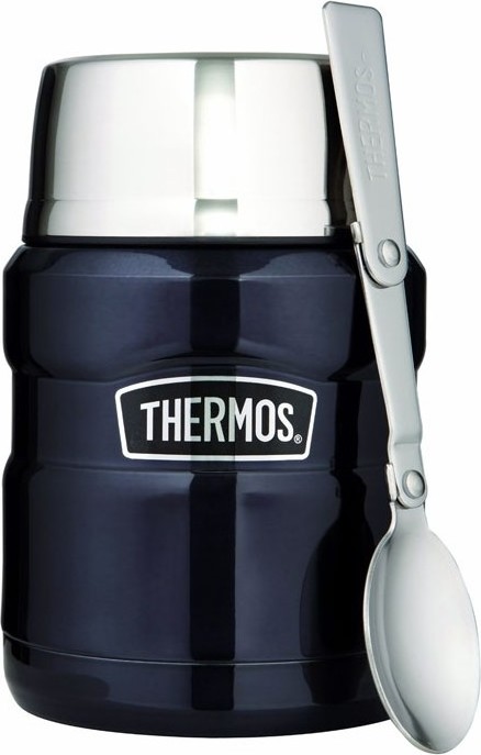 Termoska na jídlo THERMOS Style se skládací lžící a šálkem - tmavě modrá 470 ml