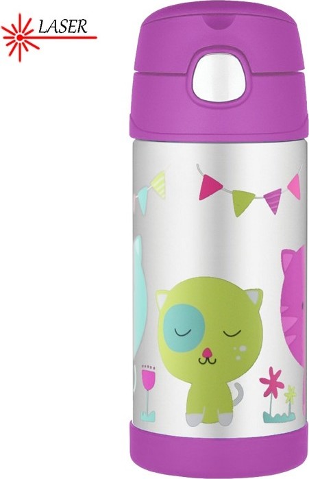 Dětská termoska THERMOS FUNtainer s brčkem - kočka 355 ml