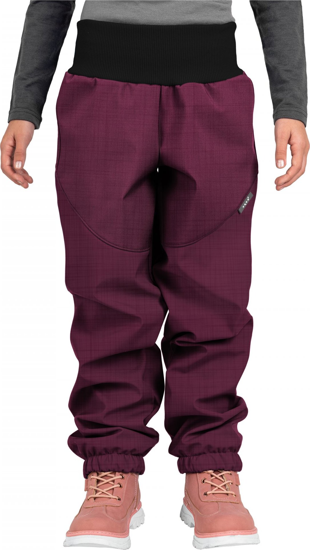 Dívčí softshellové kalhoty UNUO s beránkem, vínové Velikost: 98/104