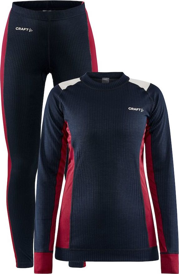 Dámský termo set CRAFT Core Dry Baselayer tm. modrá s růžovou Velikost: M