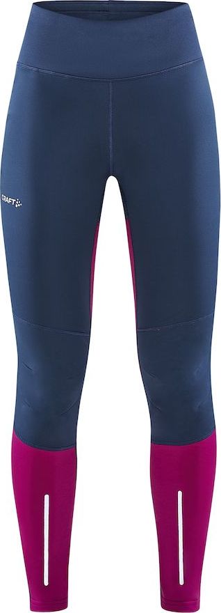 Dámské větruodolné legíny CRAFT ADV Essence Wind Tights modrá s růžovou Velikost: L