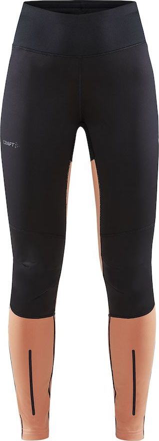 Dámské větruodolné legíny CRAFT ADV Essence Wind Tights černá s oranžovou Velikost: XS