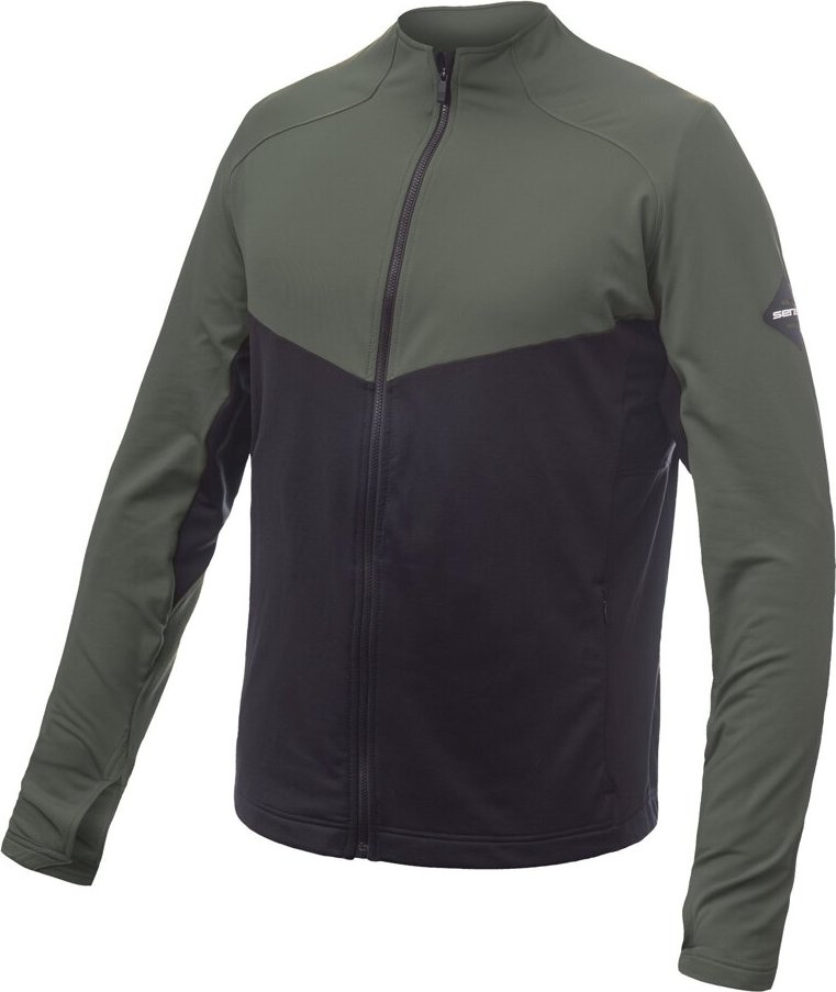 Pánská funkční mikina SENSOR Coolmax Thermo celozip černá/olive green Velikost: XXXL, Barva: Zelená