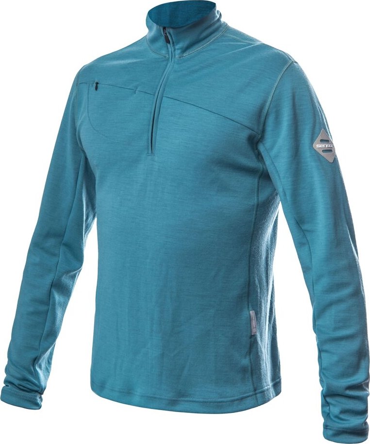 Pánská merino mikina SENSOR Merino Upper mint blue Velikost: XXL, Barva: Modrá