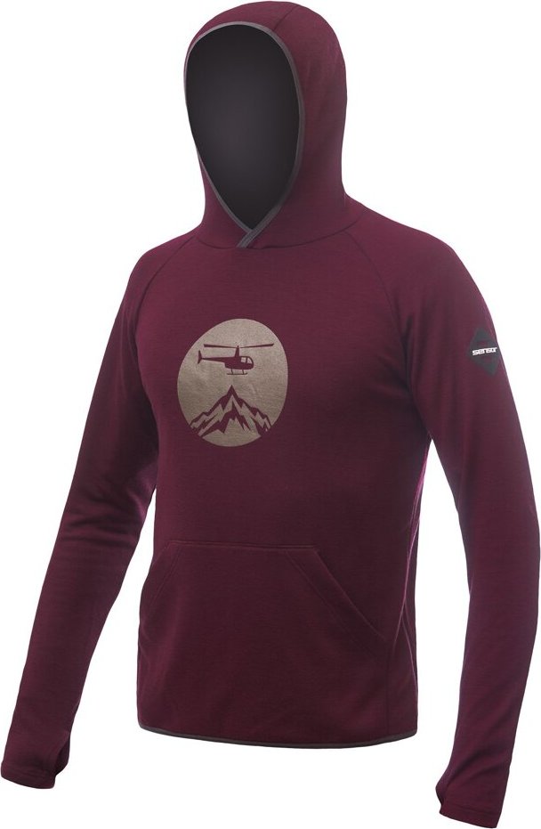 Pánská merino mikina SENSOR Merino Upper Heli klokanka port red Barva: červená, Velikost: XL