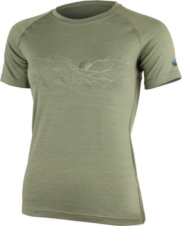 Dámské merino triko LASTING Lavy zelené Velikost: L