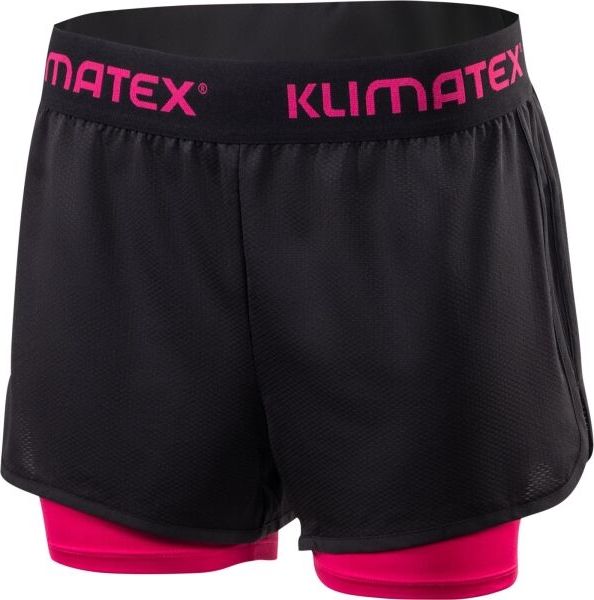 Dámské šortky 2v1 KLIMATEX Ziza černé/růžové Velikost: XS