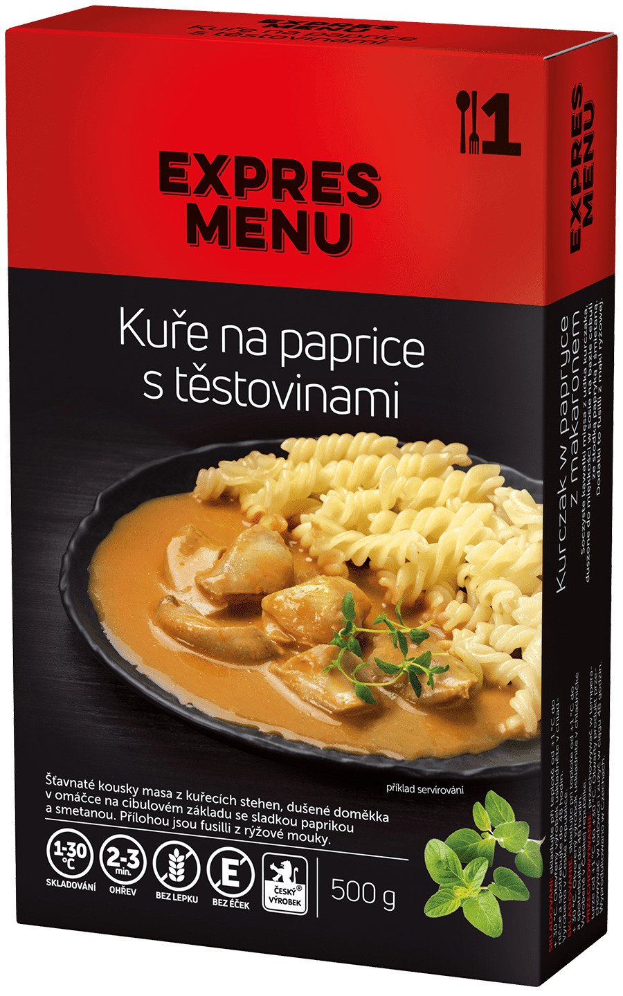 Kuře na paprice s těstovinami EXPRES MENU (1 porce)