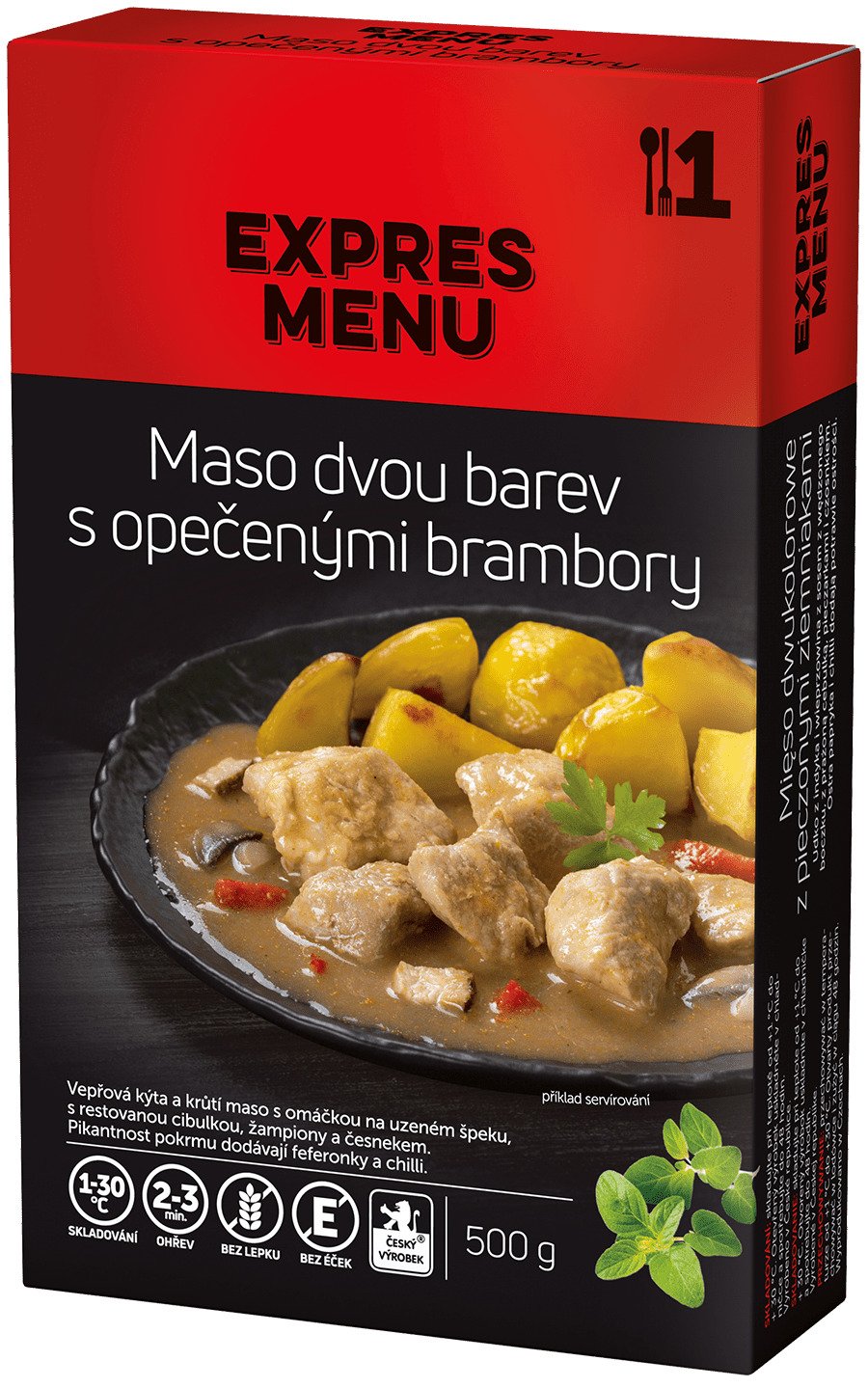 Maso dvou barev s opečenými brambory EXPRES MENU (1 porce)